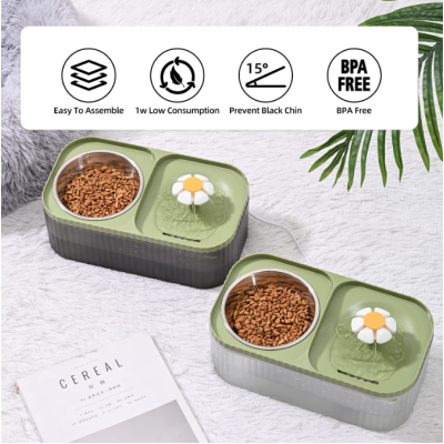 UB Fantana de apa si castron pisici 3L cu bol din otel inoxidabil BS