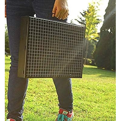 UB Gratar portabil tip valiza pentru gradina camping plaja din metal negru 27cmx35cmx23cm