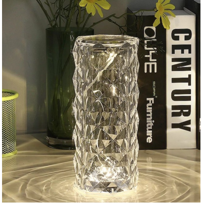 UB Lampa de masa decorativa cu LED tip "Crystal" ALB CALD