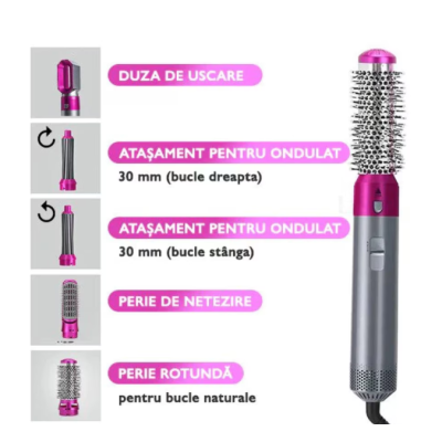 UB Perie de Par 5 in 1 Multifunctionala Hot Air Styler Multiple Accesorii incluse BS