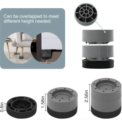 UB Set 4 picioare NEGRE tampoane anti-zgomot și antiderapante suport pentru masina de spalat BS