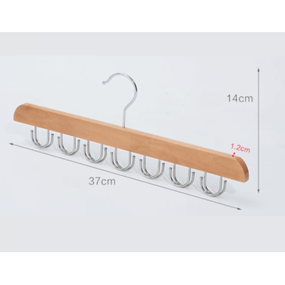 Umeras din lemn si otel cu 14 carlige rotative pentru curele 37 cm x 14 cm