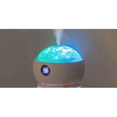 Umidificator incarcare USB 3 in 1 cu proiector cer instelat pulverizare silentioasa 650ml Alb