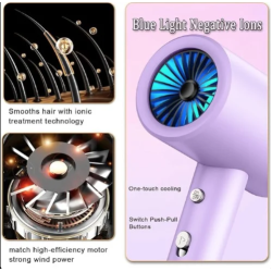 Uscator de par cu montare pe perete cu ioni negativi lumina albastra Andowl Q F002