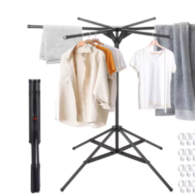 Uscator de rufe cu trepied pliabil brate rotative