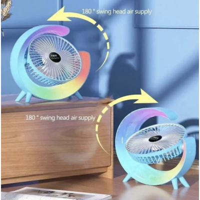 Ventilator de birou rotativ Andowl Q FS800 cu iluminare LED RGB