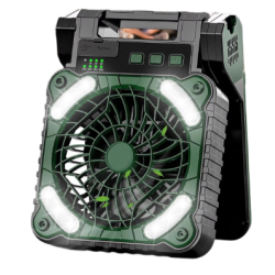 Ventilator de camping cu baterie de 10400Mah solar pentru exterior cu lumina led cu 4 viteze