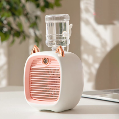 Ventilator portabil de birou cu incarcare USB si umidificare urechi pisica