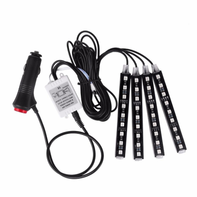 Benzi Led Auto Ambientale 9 Led 8 Culori Telecomanda
