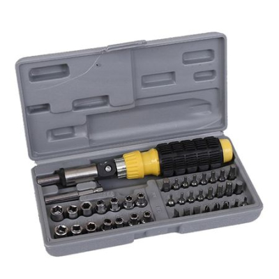Trusa 41 Piese Surubelnita cu clichet si maner ergonomic 14 tubulare 8 biti  24 biti de precizie 2 adaptoare AN