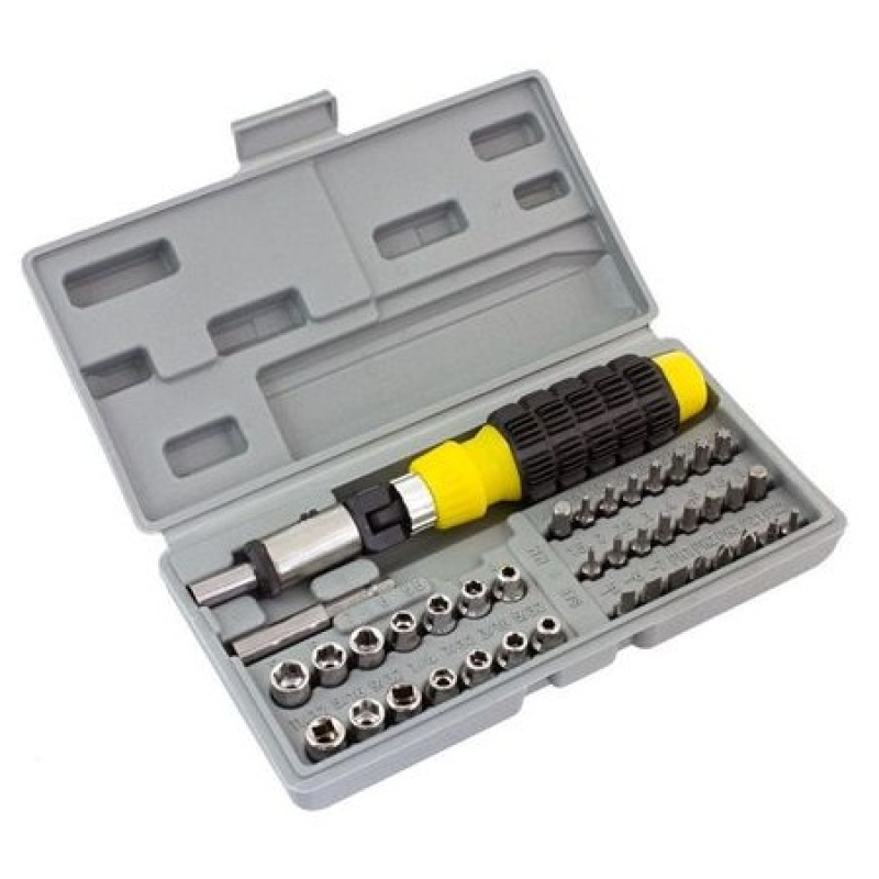 Trusa 41 Piese Surubelnita cu clichet si maner ergonomic 14 tubulare 8 biti 24 biti de precizie 2 adaptoare