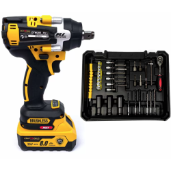 UB Masina de impact si insurubat cu 2 acumulatori si 43 accesorii  24V 5Ah GALBENA