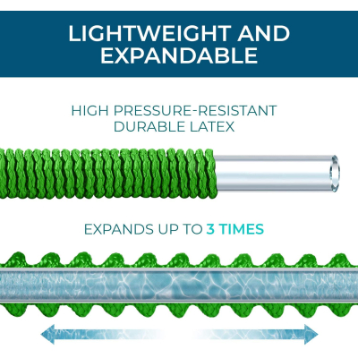 Furtun extensibil pentru gradina SUPER HOSE  25 FT = 7.5m VERDE