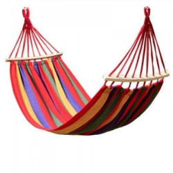 Hamac ROSU cu bara de lemn  80x200 din bumbac