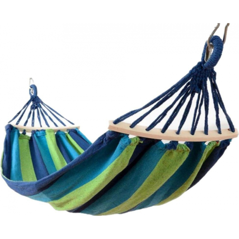 Hamac VERDE cu bara de lemn 80x200 din bumbac