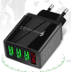 Incarcator PRIZA 3 USB cu DISPLAY LED Inteligent negru Adaptor 220V