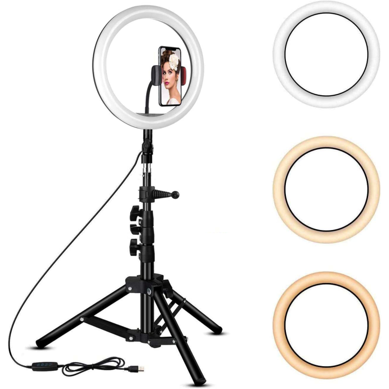 Lampa Ring Light LED 10" Circulara cu Lumina rece / naturala / calda