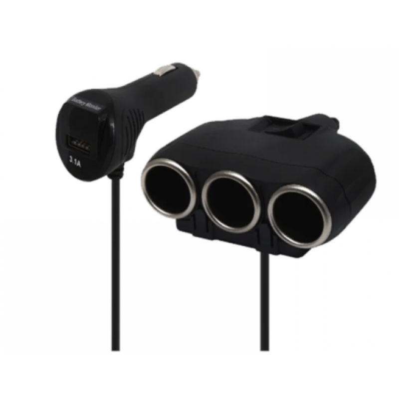 Priza auto 12V/24V Olesson 1634 cu 4 intrari 120W negru