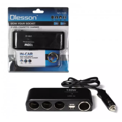 Priza auto Olesson 1525  120W 2 x USB 3 prize + port iesire bricheta