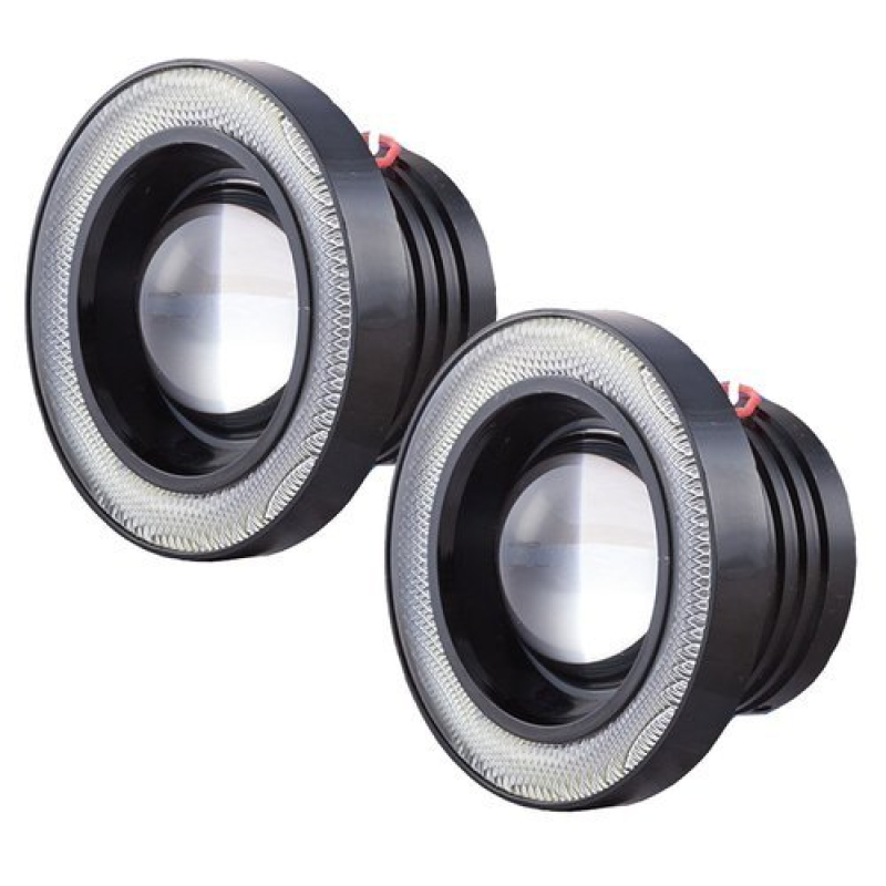 Set 2 Proiectoare 76 mm Angel Eyes cu LED DRL Lumina Alba