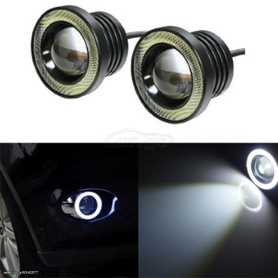 Set 2 Proiectoare 89 mm Angel Eyes cu LED DRL Lumina Alba