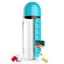 Sticla de apa  Pill & Vitamin Water Bottle 600 ml cu distribuitor pentru medicamente 