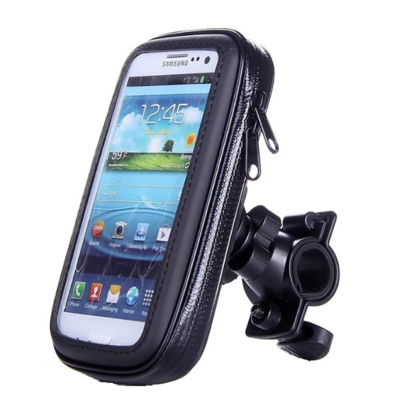 Suport husa telefon pentru bicicleta LX-01 rezistent apa si socuri touchscreen 360* rotativ negru XL