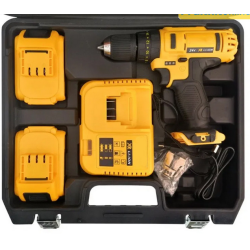 Trusa 30 Piese  Bormasina cu 2 Acumulatori si Incarcator GALBENA 24V