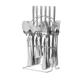 Set 24 piese tacamuri ARGINTII cu suport otel inoxidabil