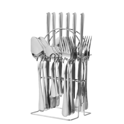 Set 24 piese tacamuri ARGINTII cu suport otel inoxidabil