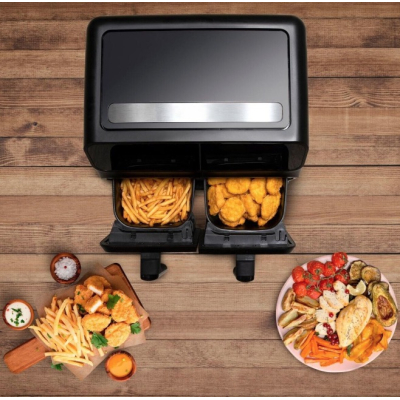 Friteuza cu aer cald dublu compartiment panou tactil digital putere 3000W