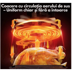 Friteuza cu aer cald Airfryer fara ulei ecran digital tactil functii de gatire presetate sertar cu geam transparent