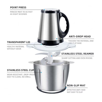 Tocator electric pentru carne si legume 4 lame din otel inoxidabil de inalta calitate 5L