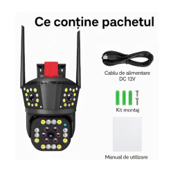 Camera de Supraveghere Inteligenta WiFi pentru exterior cu doua lentile detectare a miscarii vedere pe timp de noapte 12MP