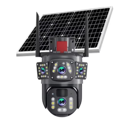 Camera de Supraveghere 4G Panoramica cu panou solar doua Lentile Full HD PTZ Zoom 10X Night Vision