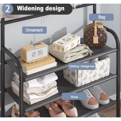 Cuier haine cu suport pantofi 5 rafturi 80 X 29.5 X 172 cm