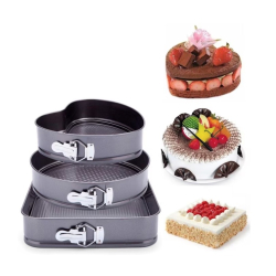 Set 3 tavi pentru copt forma Inima/Rotunda/Patrata cu baza detasabila 24/26/28 cm AM