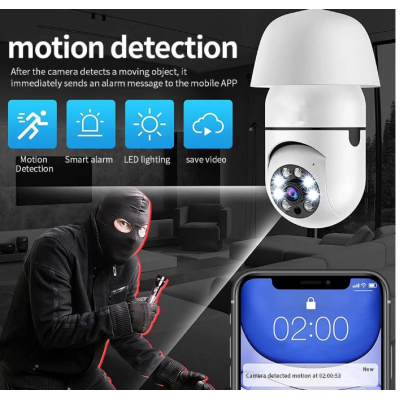 Camera de Supraveghere WiFi Tip Bec cu Rotire 355 Full HD Senzor de Miscare PIR si Audio Bidirectional