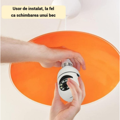 Camera de Supraveghere WiFi Tip Bec cu Rotire 355 Full HD Senzor de Miscare PIR si Audio Bidirectional