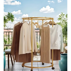 Suport rotund din otel Inoxidabil pentru haine cu roti finisaj cromat capacitate 40 kg