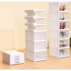 Etajera pentru pantofi cu 6 rafturi pliabila plastic de calitate transparent si rezistent