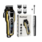 Aparat de tuns Kemei KM 1990 fara fir acumulator 2000 mAh display LCD lama inox