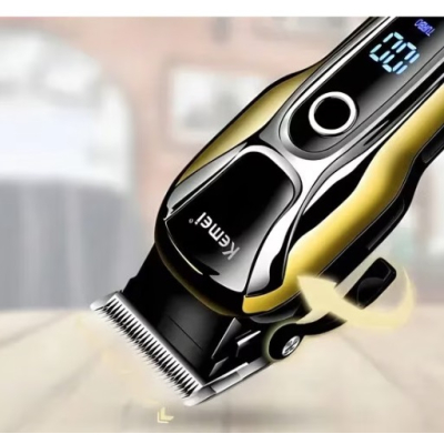 Aparat de tuns Kemei KM 1990 fara fir acumulator 2000 mAh display LCD lama inox