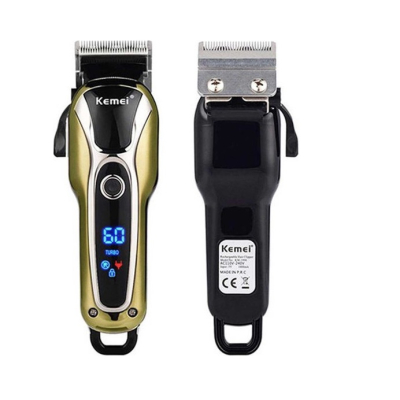 Aparat de tuns Kemei KM 1990 fara fir acumulator 2000 mAh display LCD lama inox
