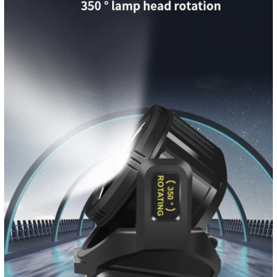 Lanterna de mana W5166 cu incarcare solara port tip C indicator baterie rotatie 360