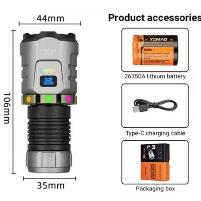 Mini lanterna de mana YM F86X magnetica de 3300 lumeni