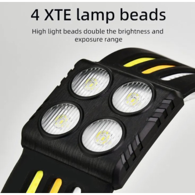 Lanterna de cap 6806 profesionala cu 6 benzi COB si 4 LED Acumulator de 1200mAh Senzor miscare 800 lumeni