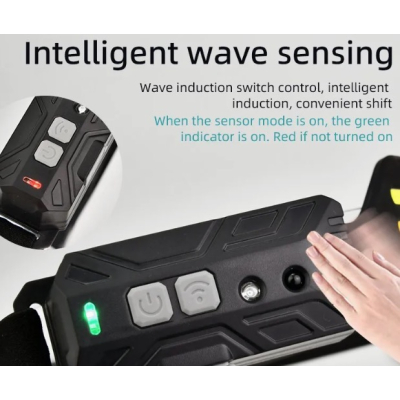 Lanterna de cap 6806 profesionala cu 6 benzi COB si 4 LED Acumulator de 1200mAh Senzor miscare 800 lumeni