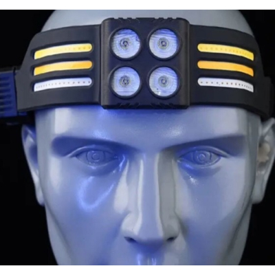 Lanterna de cap 6806 profesionala cu 6 benzi COB si 4 LED Acumulator de 1200mAh Senzor miscare 800 lumeni