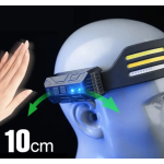 Lanterna de cap 6806 profesionala cu 6 benzi COB si 4 LED Acumulator de 1200mAh Senzor miscare 800 lumeni